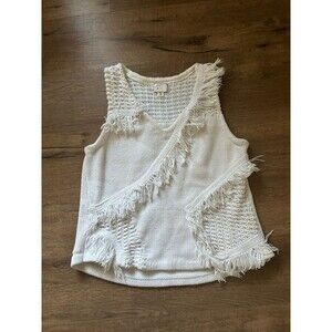 Anthropologie Pacific Fringe Tank Boho Knit Sleeveless Top Size Medium